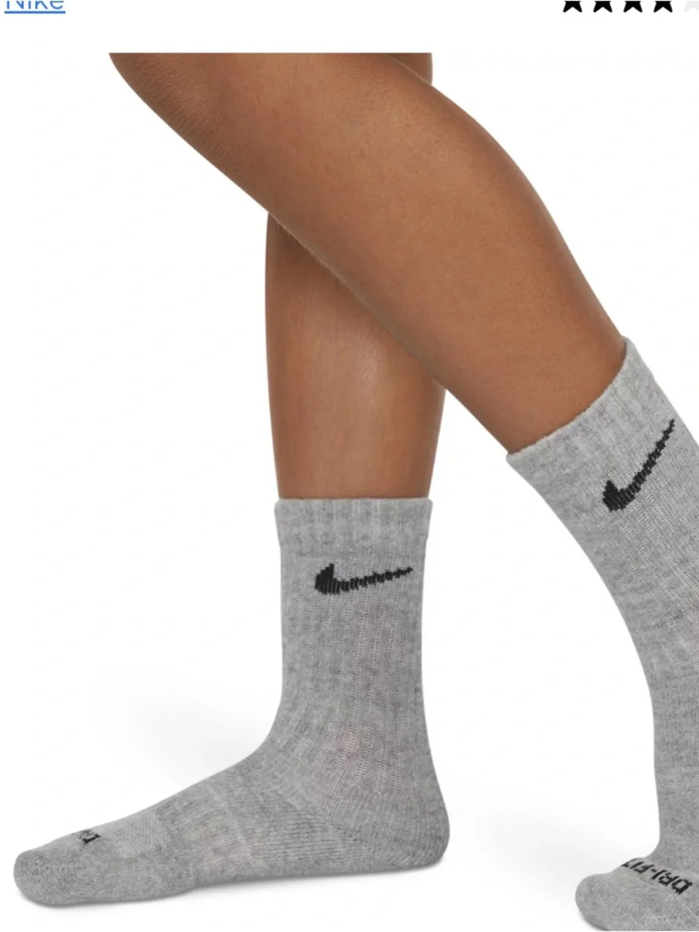 Nike Dri-Fit Gray Crew Socks with Black Swoosh size XXS 15 pairs